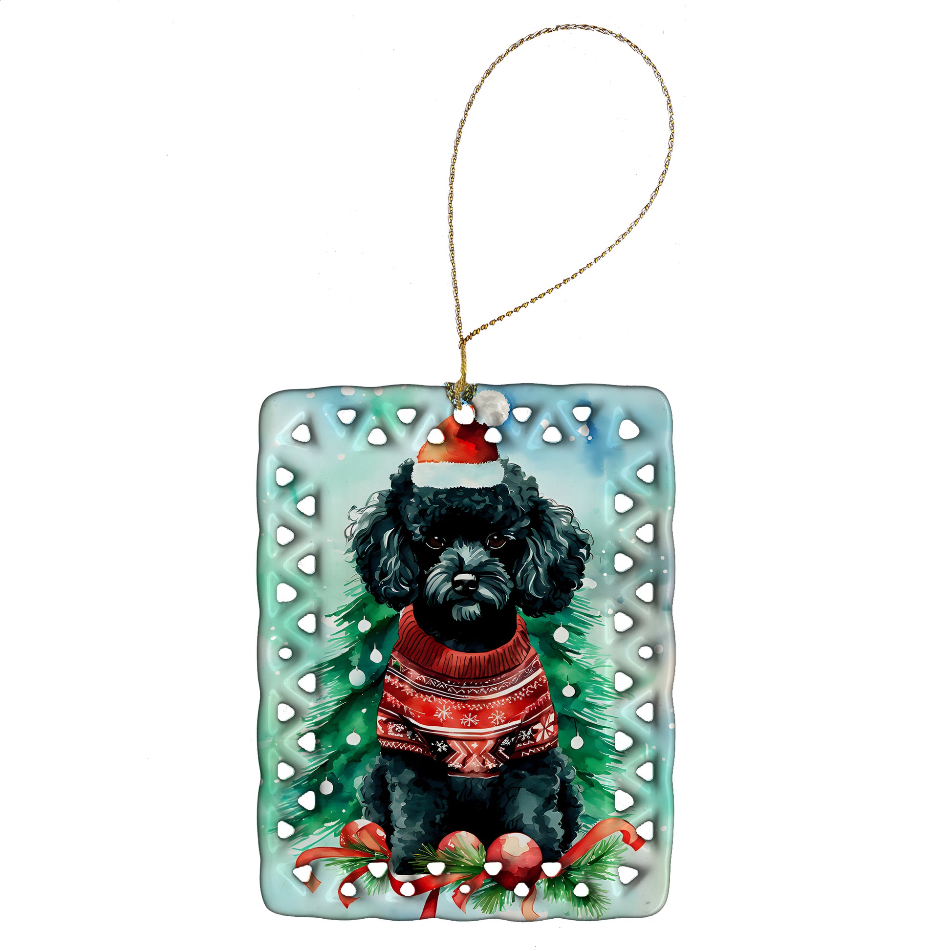 Buy this Poodle Christmas Porcelain Ornament