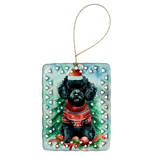 Buy this Poodle Christmas Porcelain Ornament