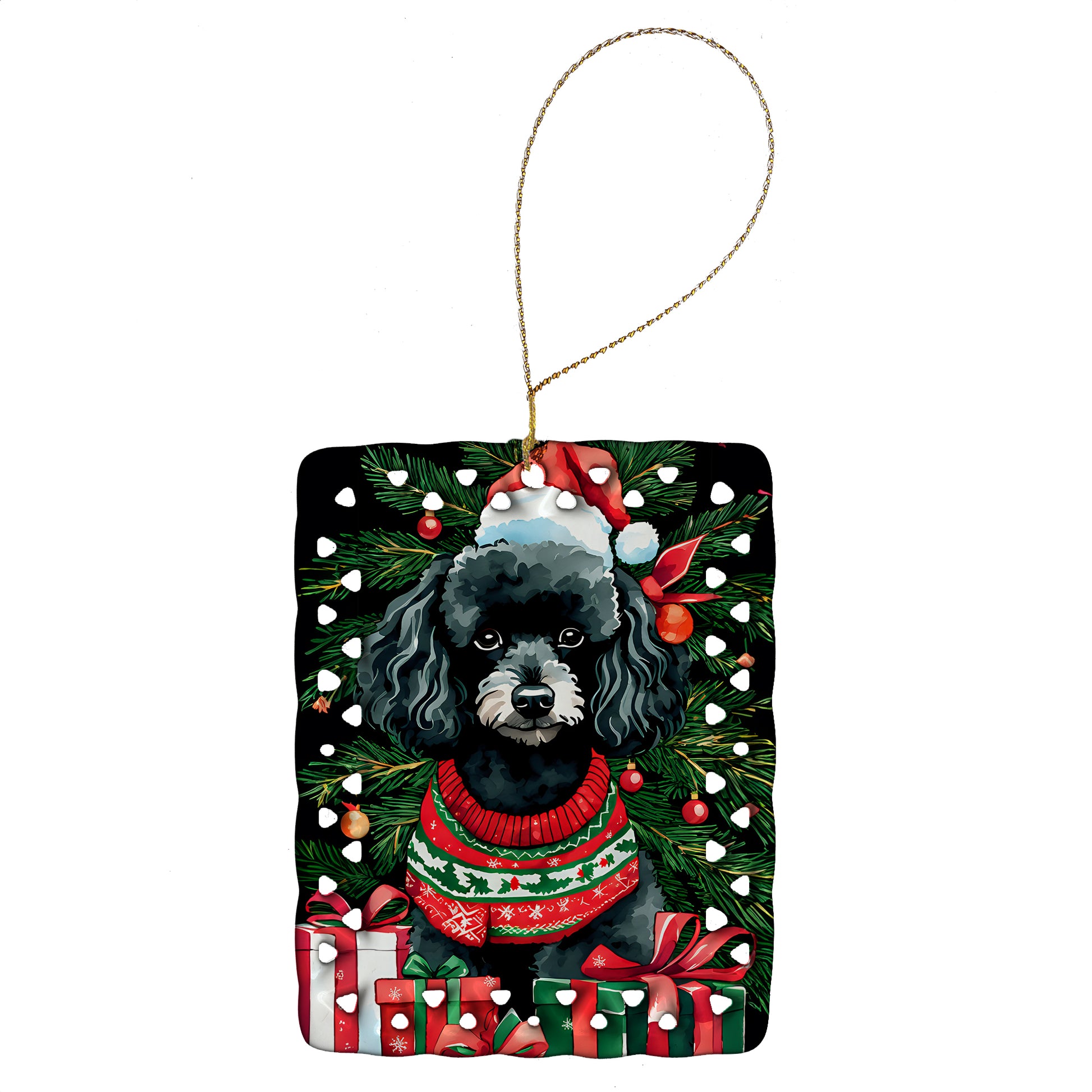 Buy this Poodle Christmas Porcelain Ornament