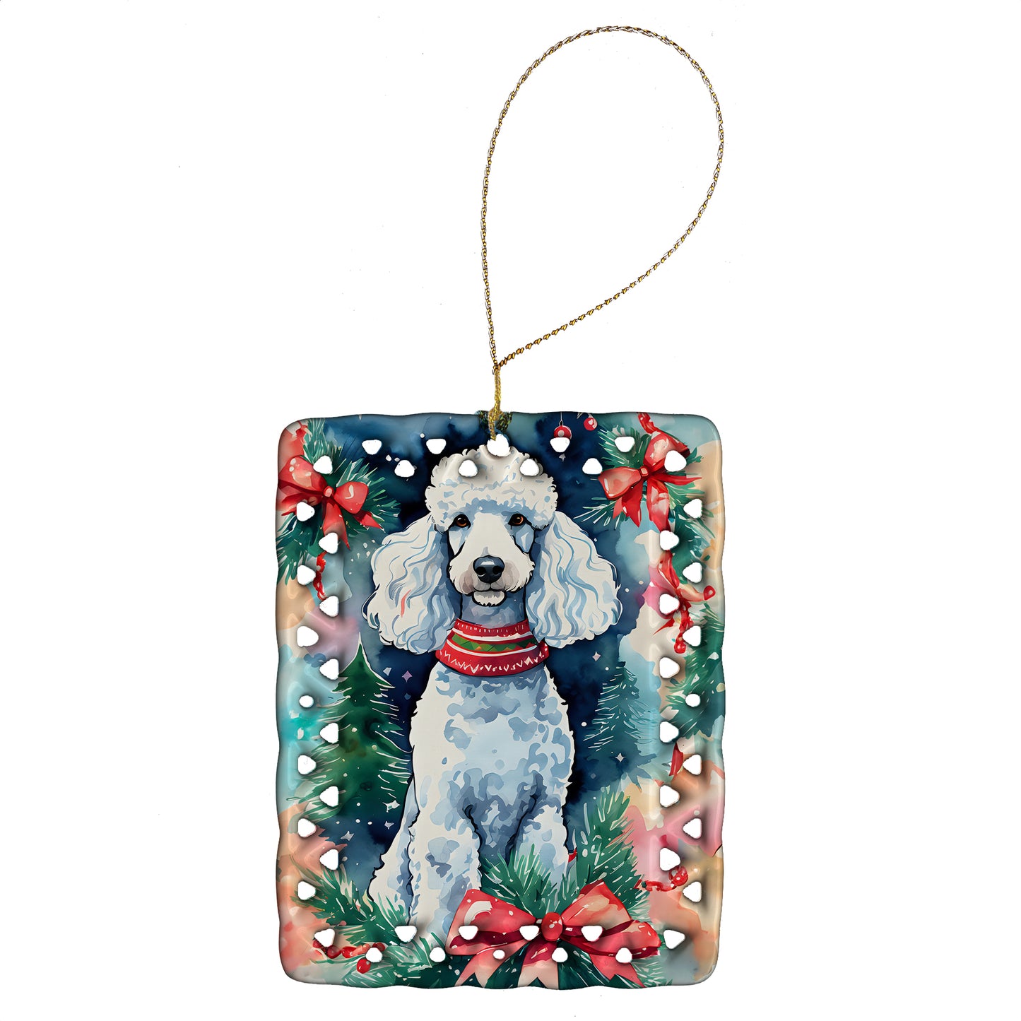 Buy this Poodle Christmas Porcelain Ornament