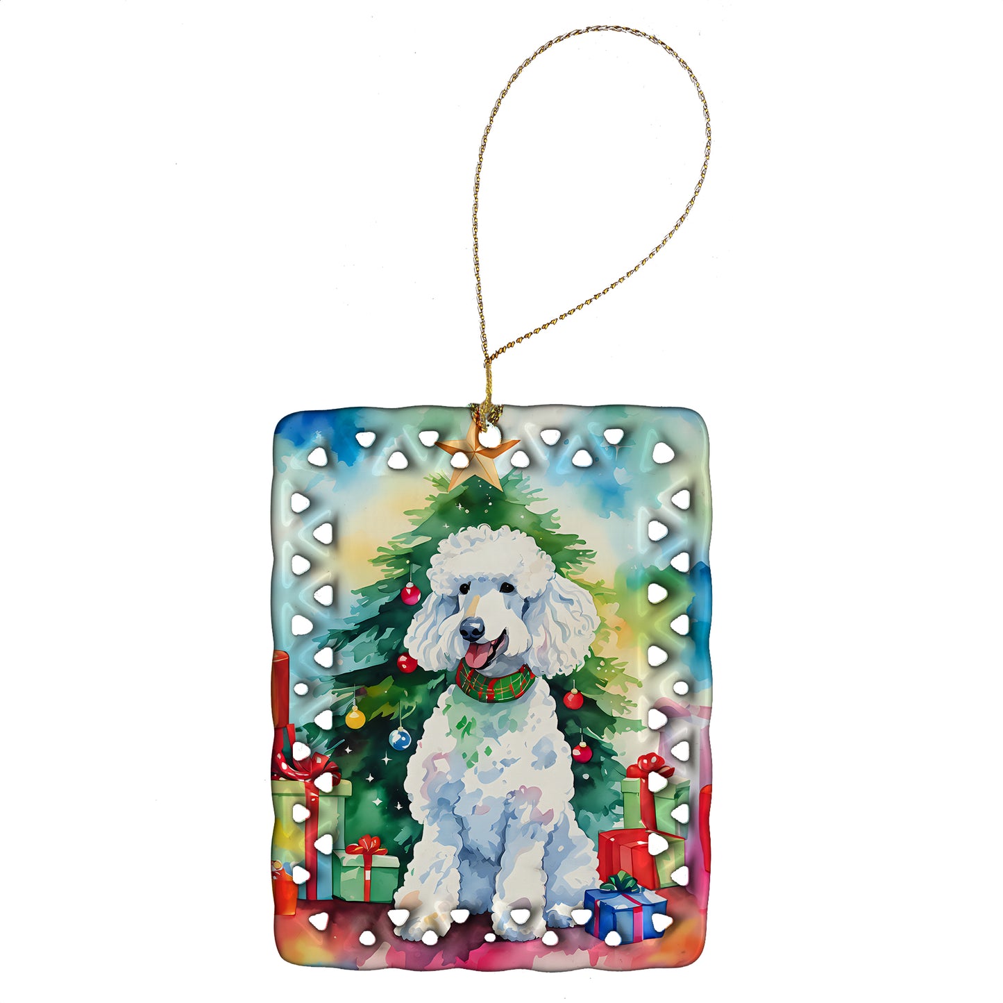 Buy this Poodle Christmas Porcelain Ornament