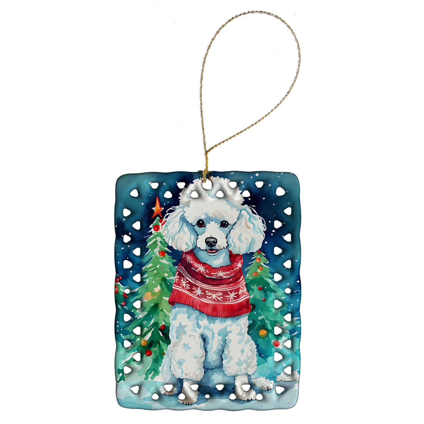 Buy this Poodle Christmas Porcelain Ornament