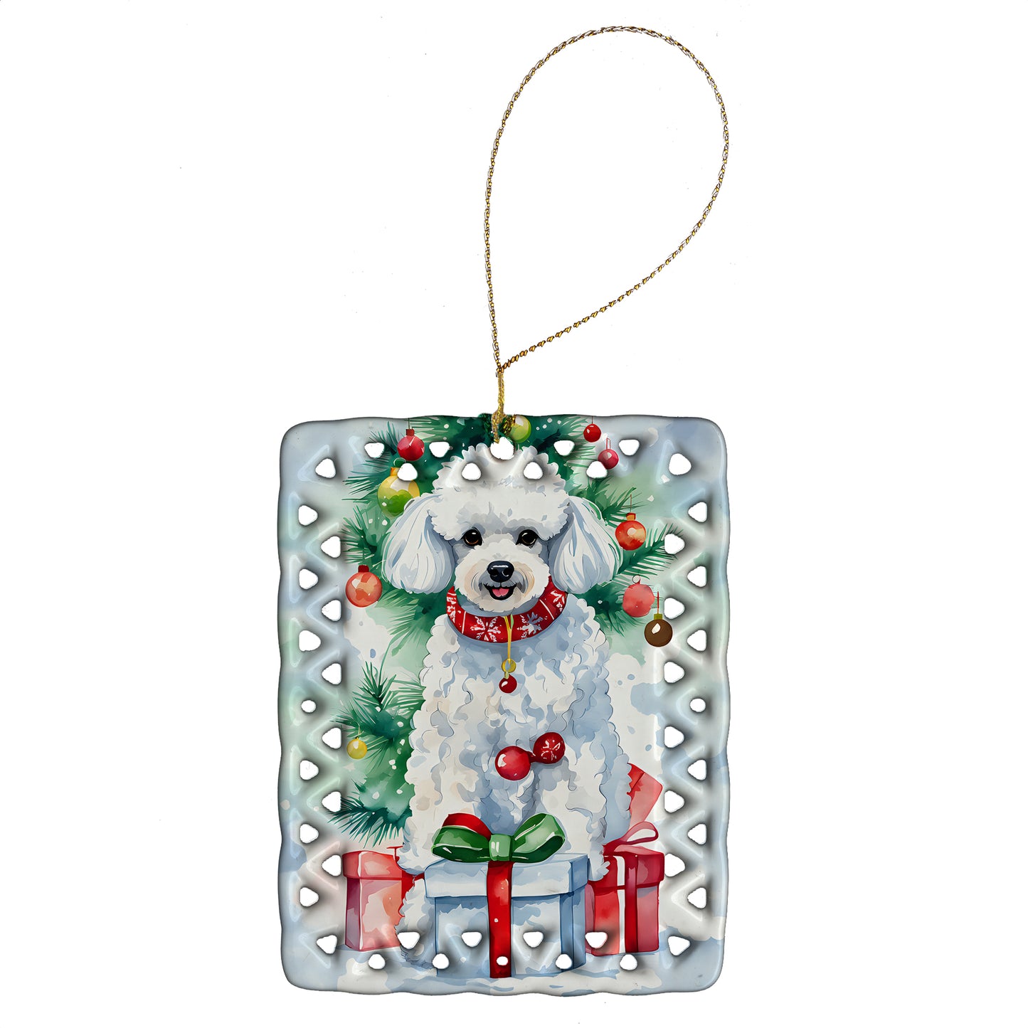 Buy this Poodle Christmas Porcelain Ornament