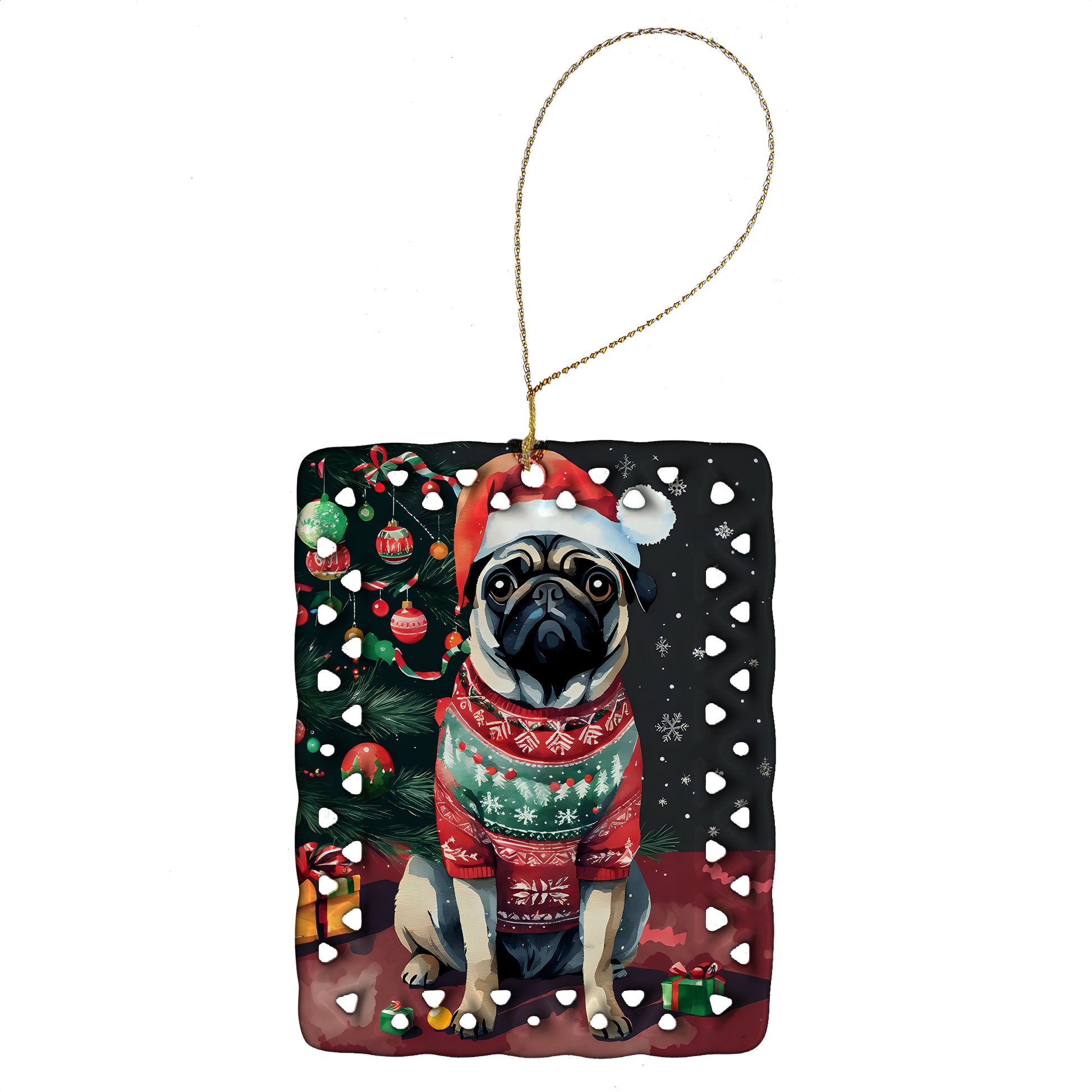 Buy this Pug Christmas Porcelain Ornament