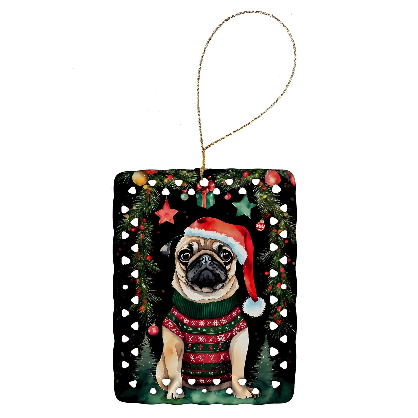Buy this Pug Christmas Porcelain Ornament