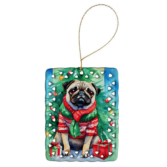 Buy this Pug Christmas Porcelain Ornament