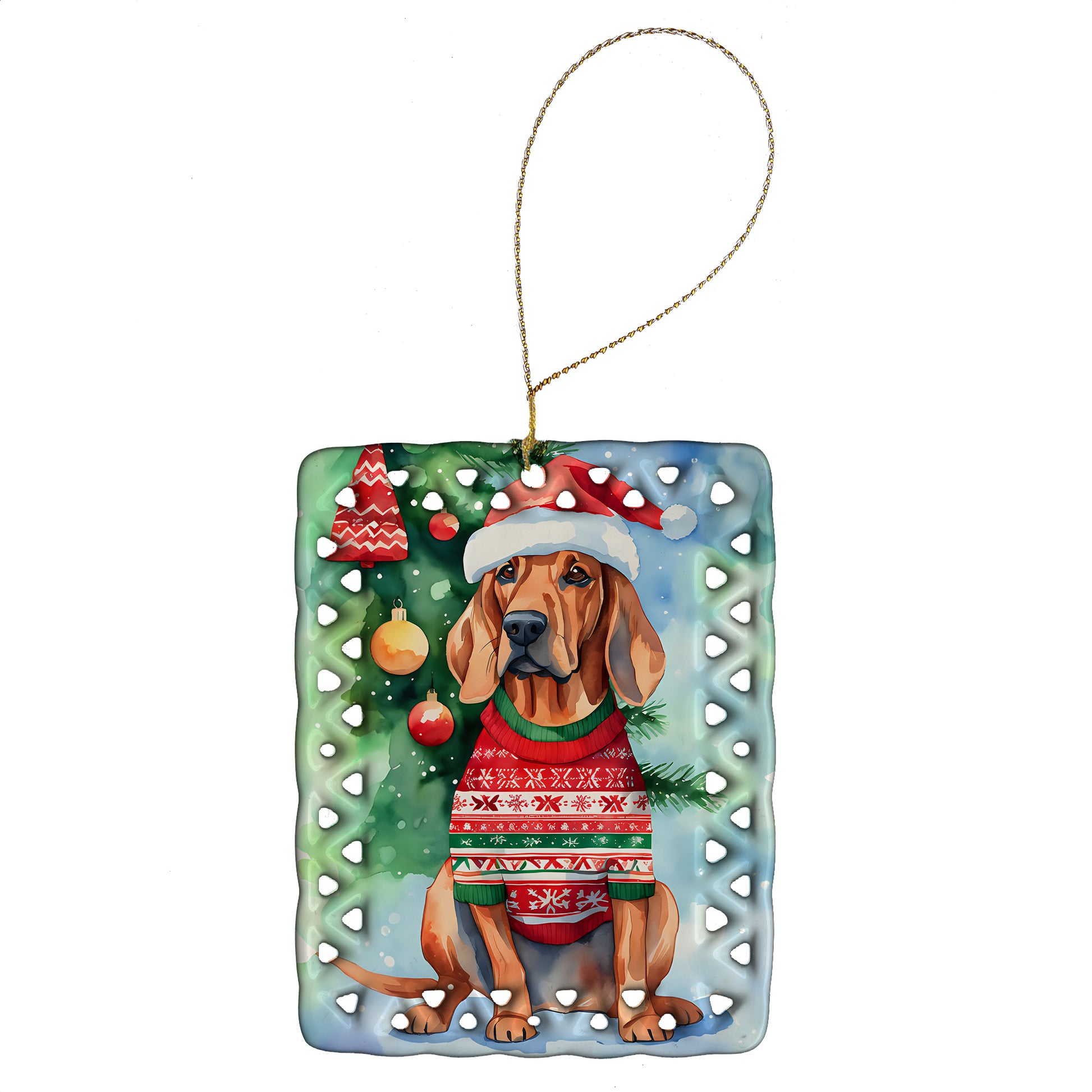 Buy this Redbone Coonhound Christmas Porcelain Ornament