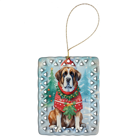 Buy this Saint Bernard Christmas Porcelain Ornament