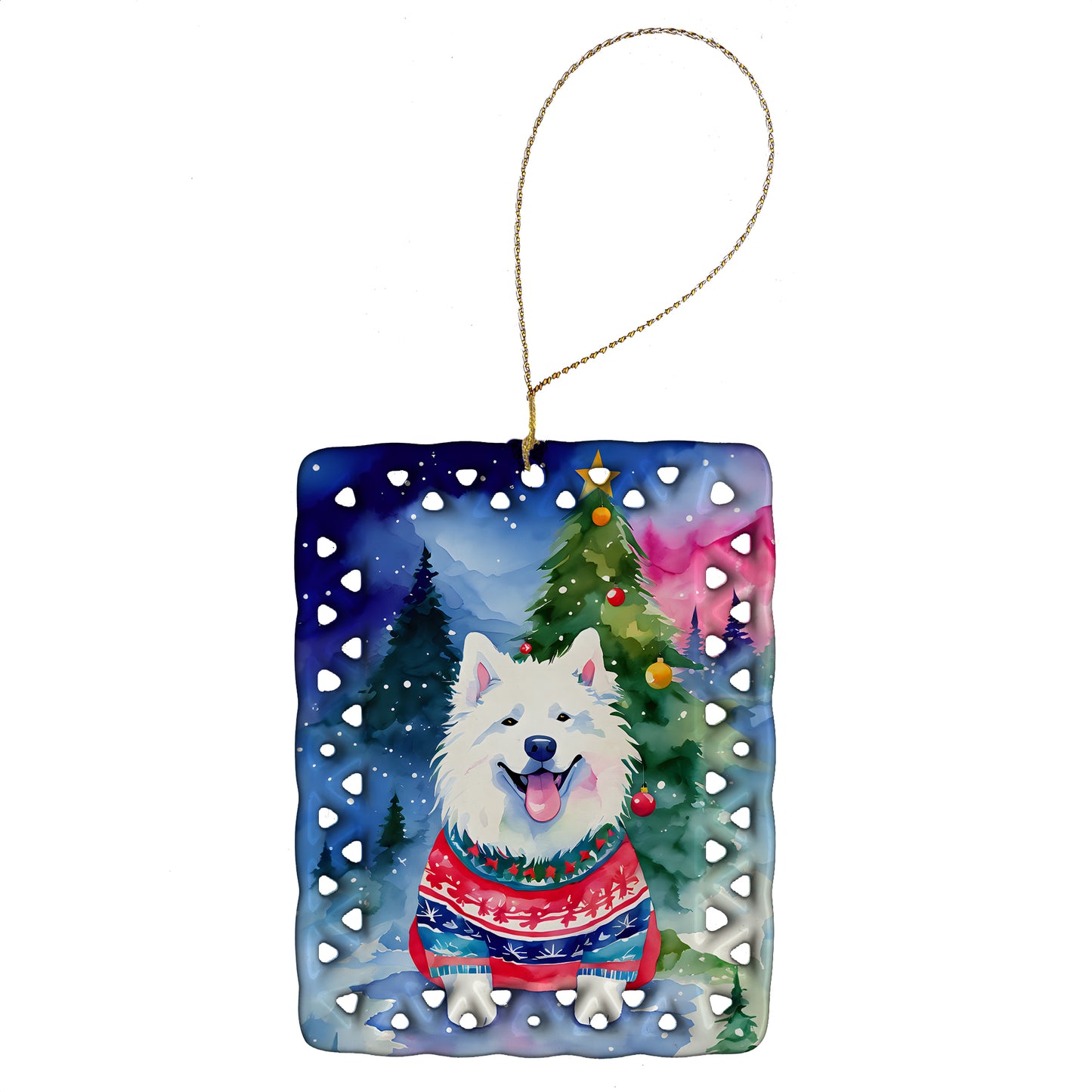 Buy this Samoyed Christmas Porcelain Ornament