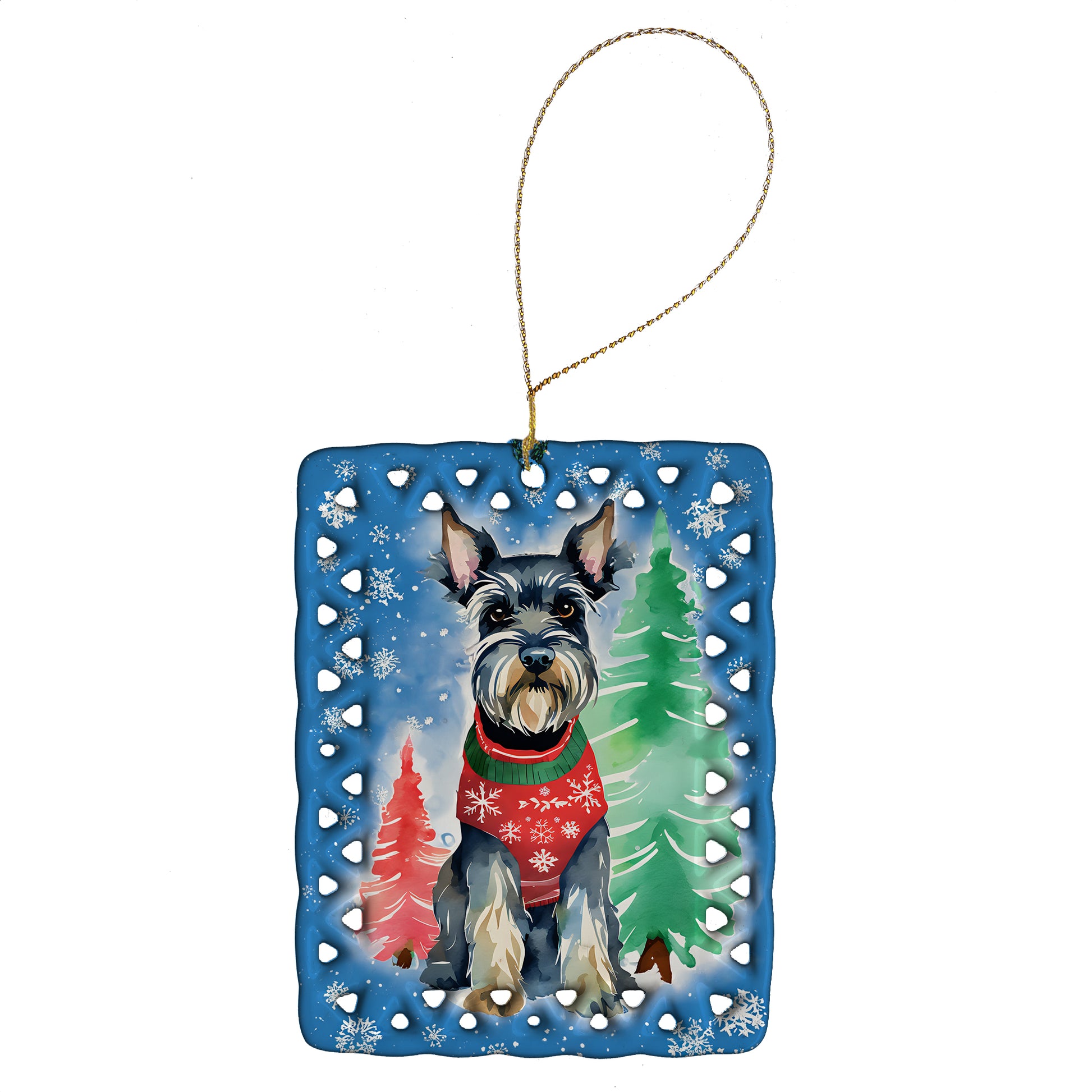 Buy this Schnauzer Christmas Porcelain Ornament