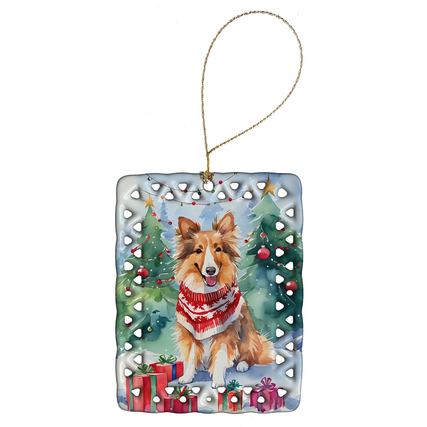 Buy this Sheltie Christmas Porcelain Ornament