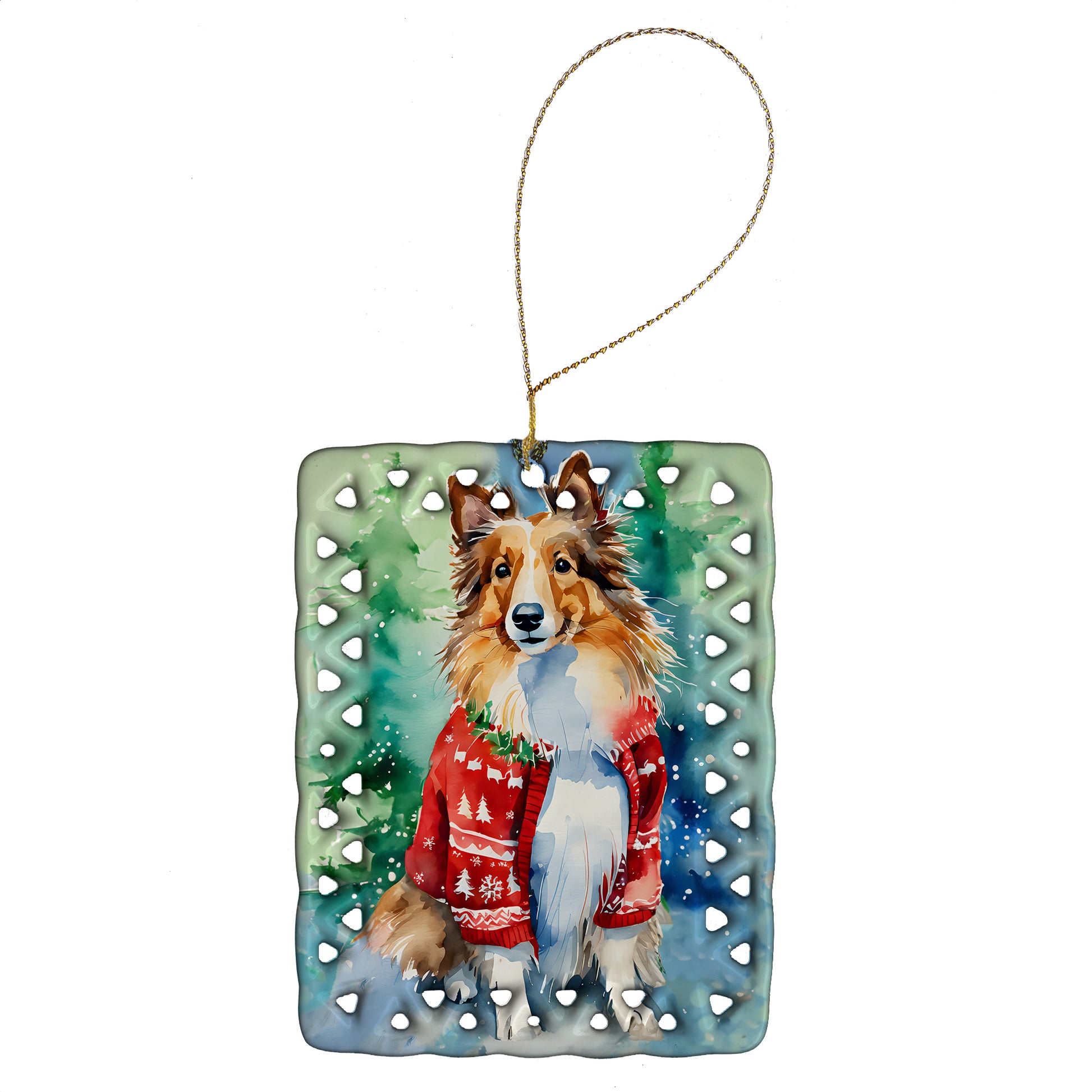 Buy this Sheltie Christmas Porcelain Ornament