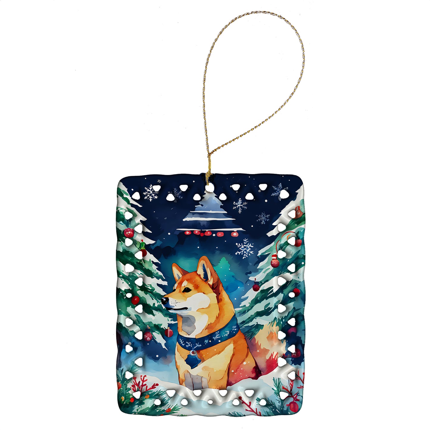 Buy this Shiba Inu Christmas Porcelain Ornament