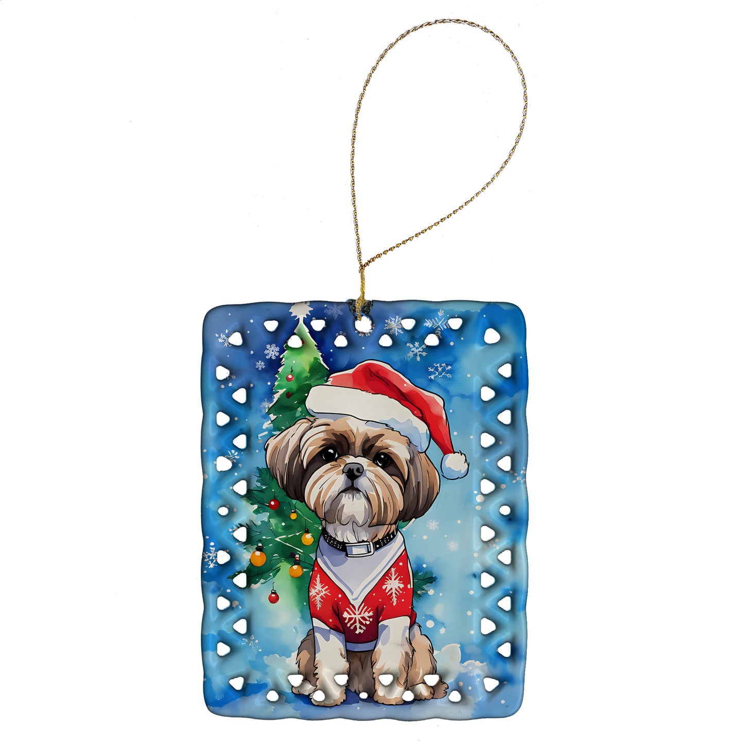 Buy this Shih Tzu Christmas Porcelain Ornament