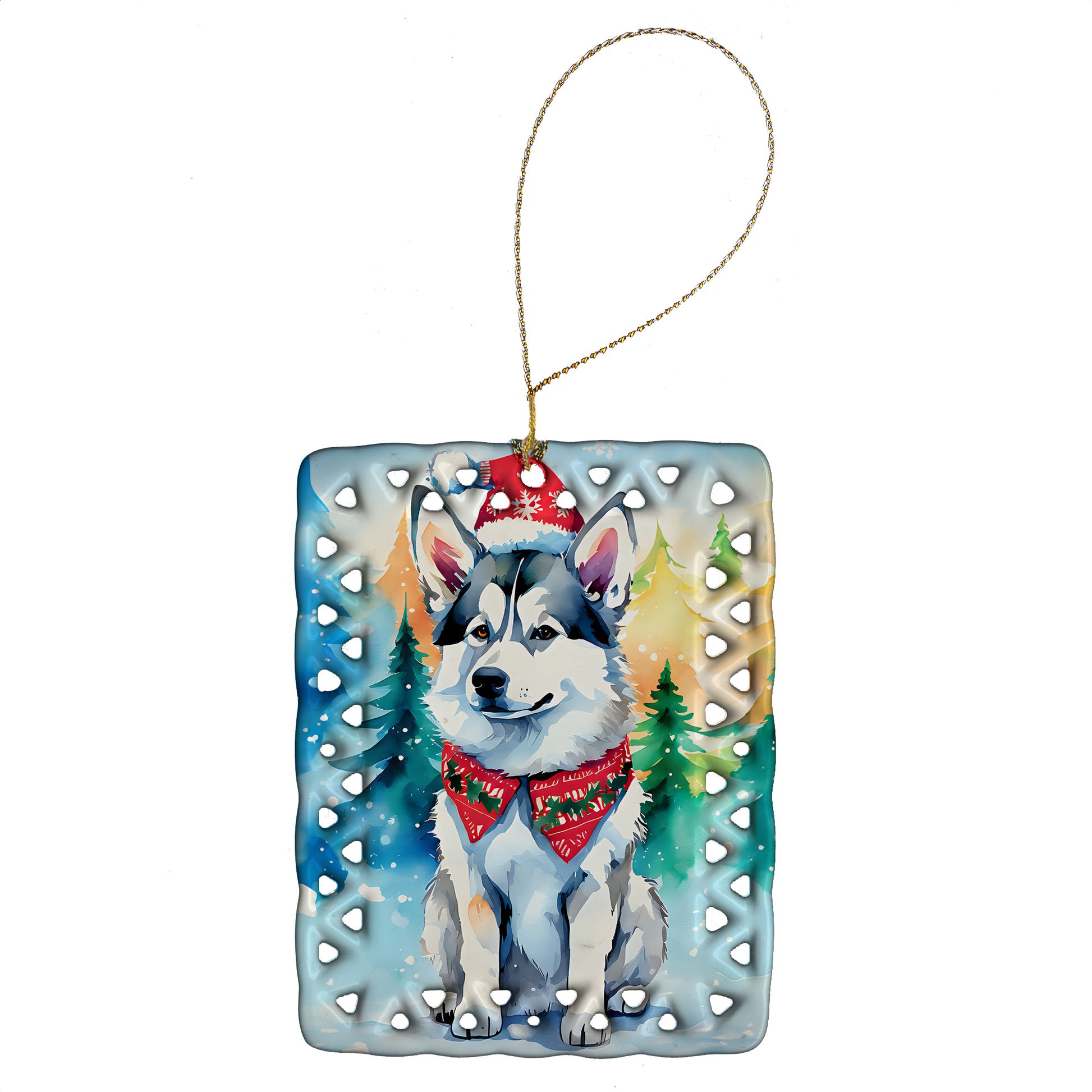 Buy this Siberian Husky Christmas Porcelain Ornament