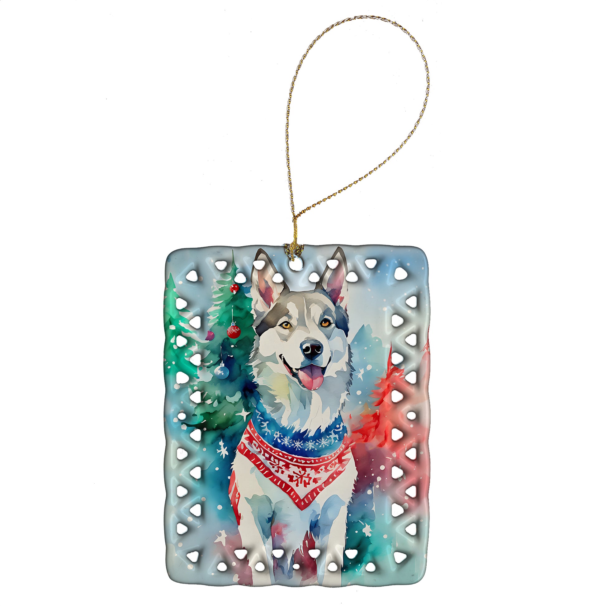 Buy this Siberian Husky Christmas Porcelain Ornament