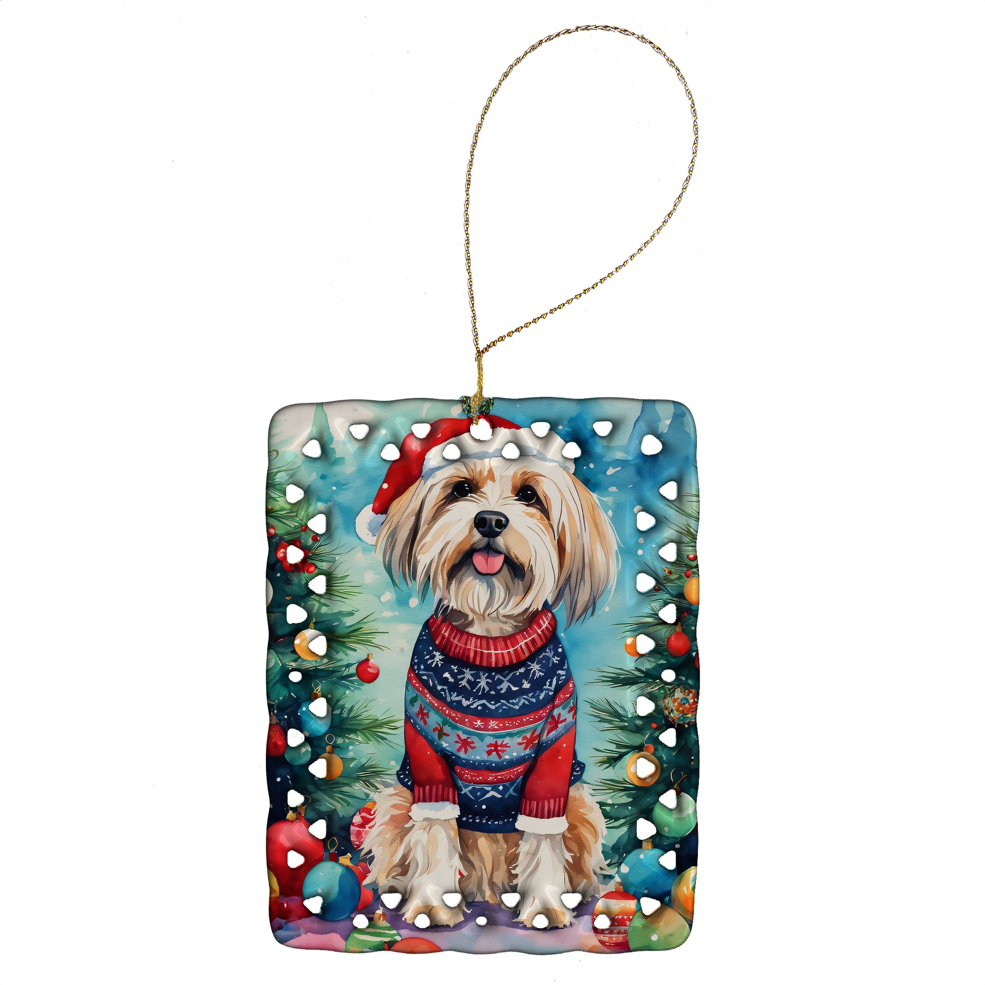 Buy this Tibetan Terrier Christmas Porcelain Ornament