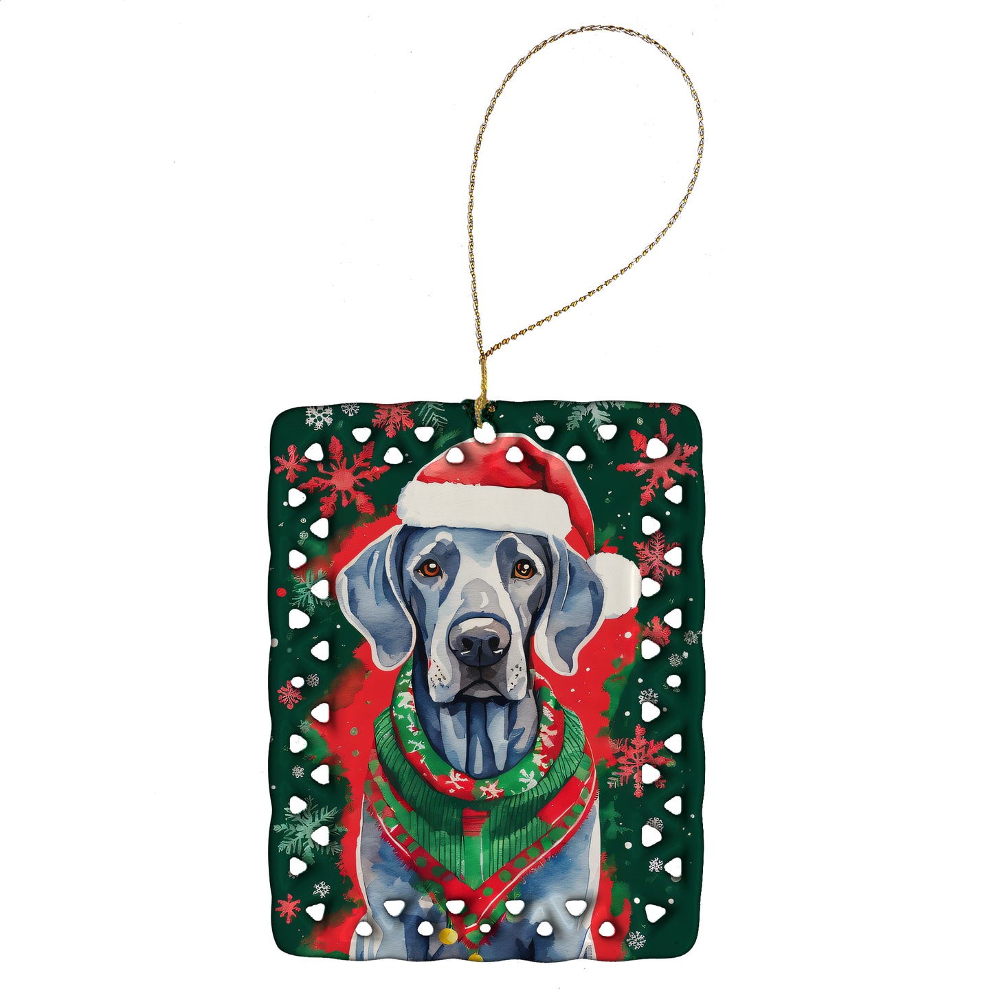 Buy this Weimaraner Christmas Porcelain Ornament