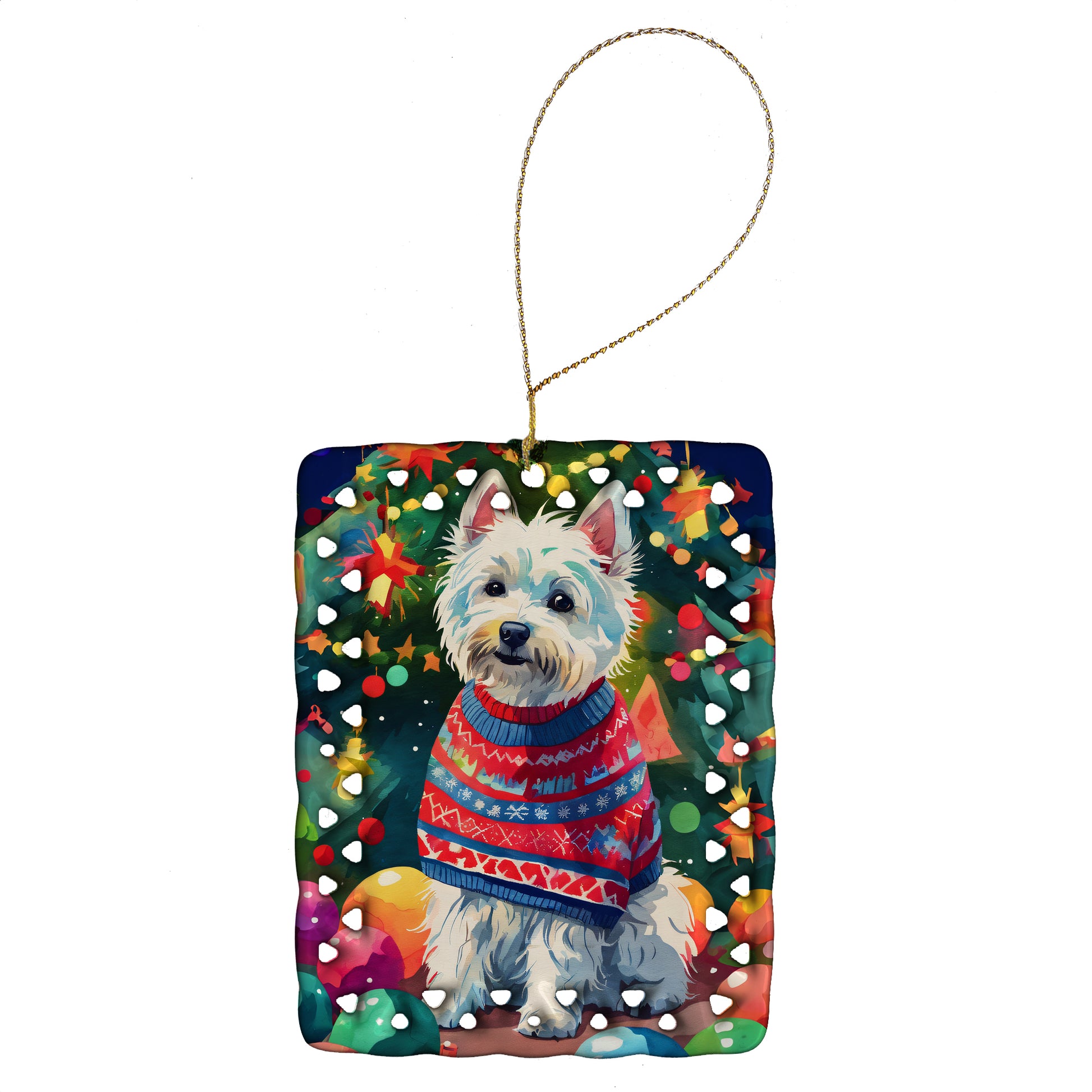 Buy this Westie Christmas Porcelain Ornament