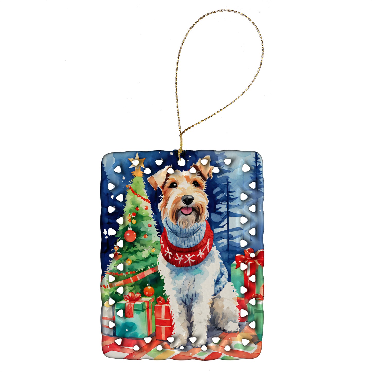 Buy this Wire Fox Terrier Christmas Porcelain Ornament