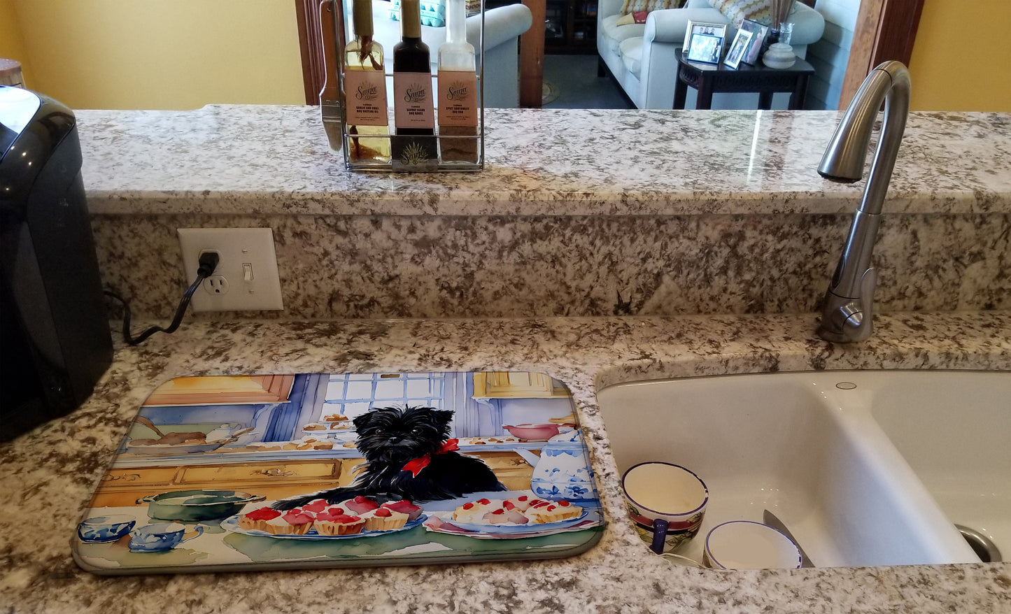 Affenpinscher Christmas Cookies Dish Drying Mat