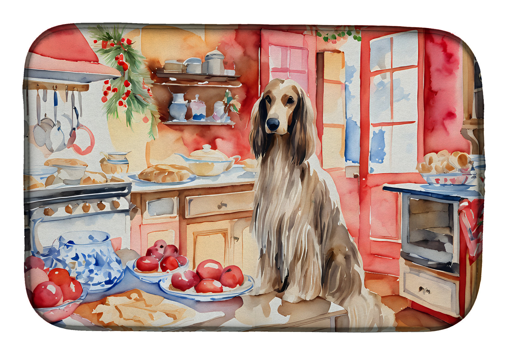 Buy this Afghan Hound Christmas Cookies Dish Drying Mat