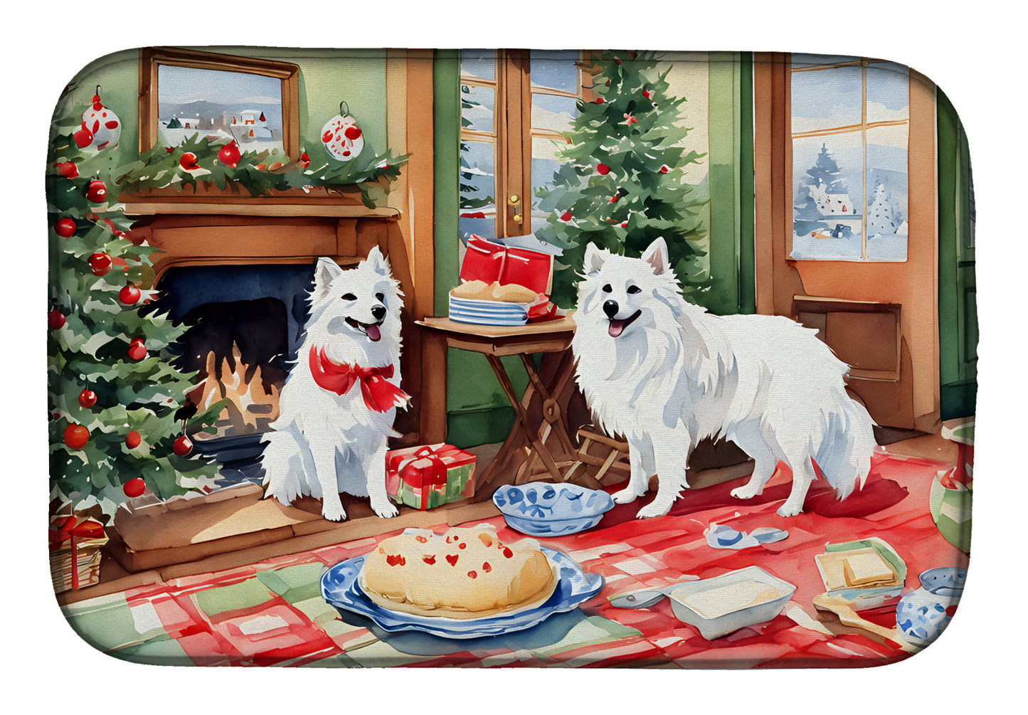 Buy this American Eskimo Christmas Cookies Dish Drying Mat