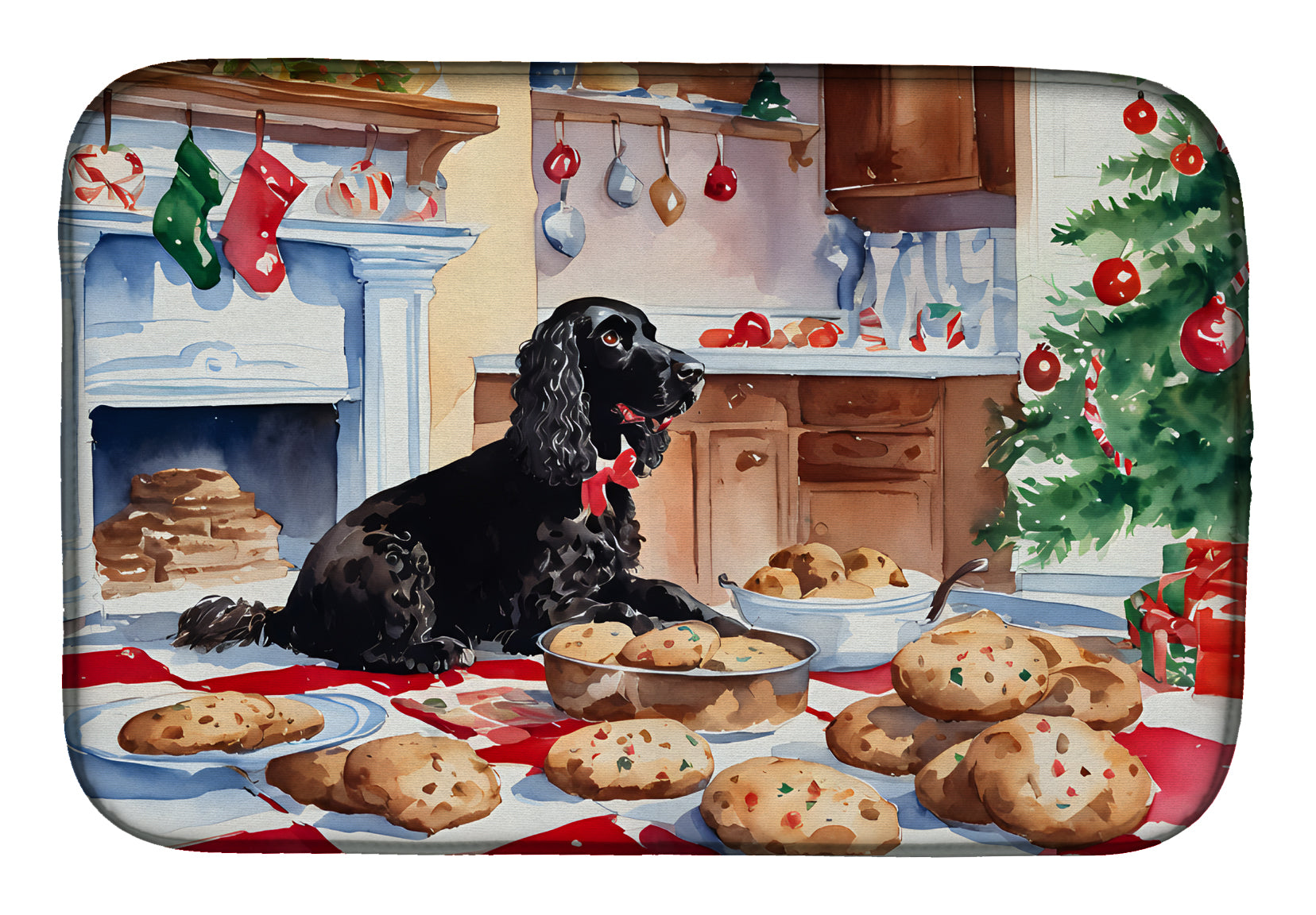 Buy this American Water Spaniel Christmas Cookies Dish Drying Mat