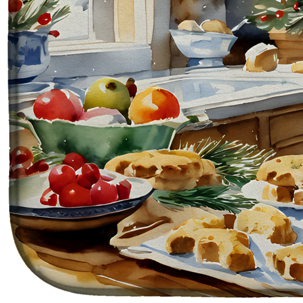 Bearded Collie Christmas Cookies Dish Drying Mat