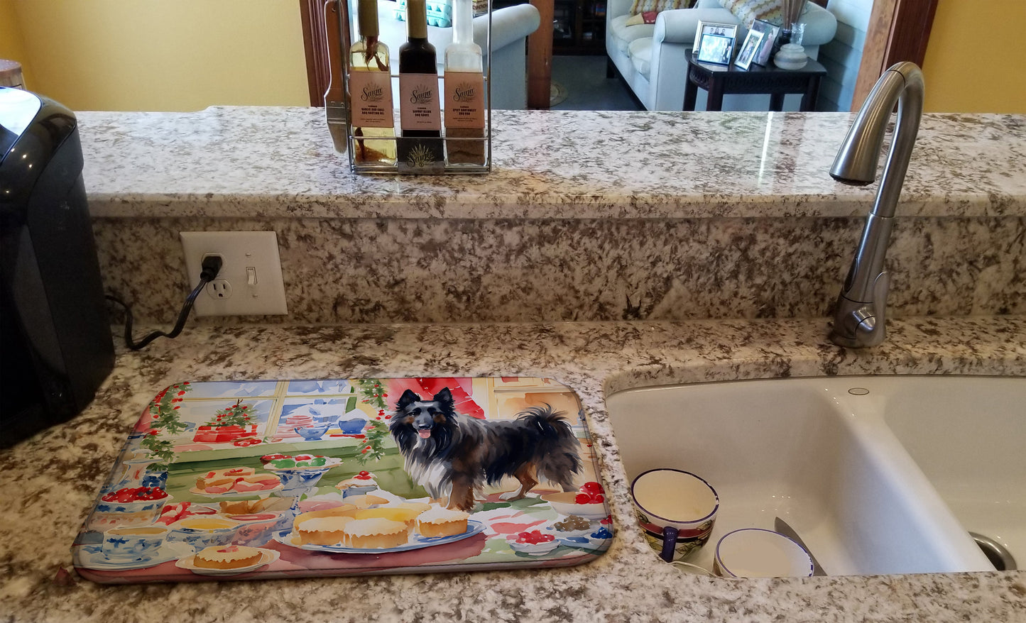 Belgian Sheepdog Christmas Cookies Dish Drying Mat