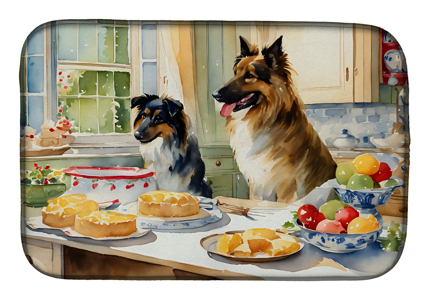 Buy this Belgian Tervuren Christmas Cookies Dish Drying Mat