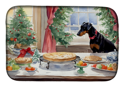 Buy this Doberman Pinscher Christmas Cookies Dish Drying Mat