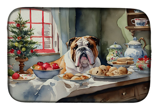 Buy this English Bulldog Christmas Cookies Dish Drying Mat