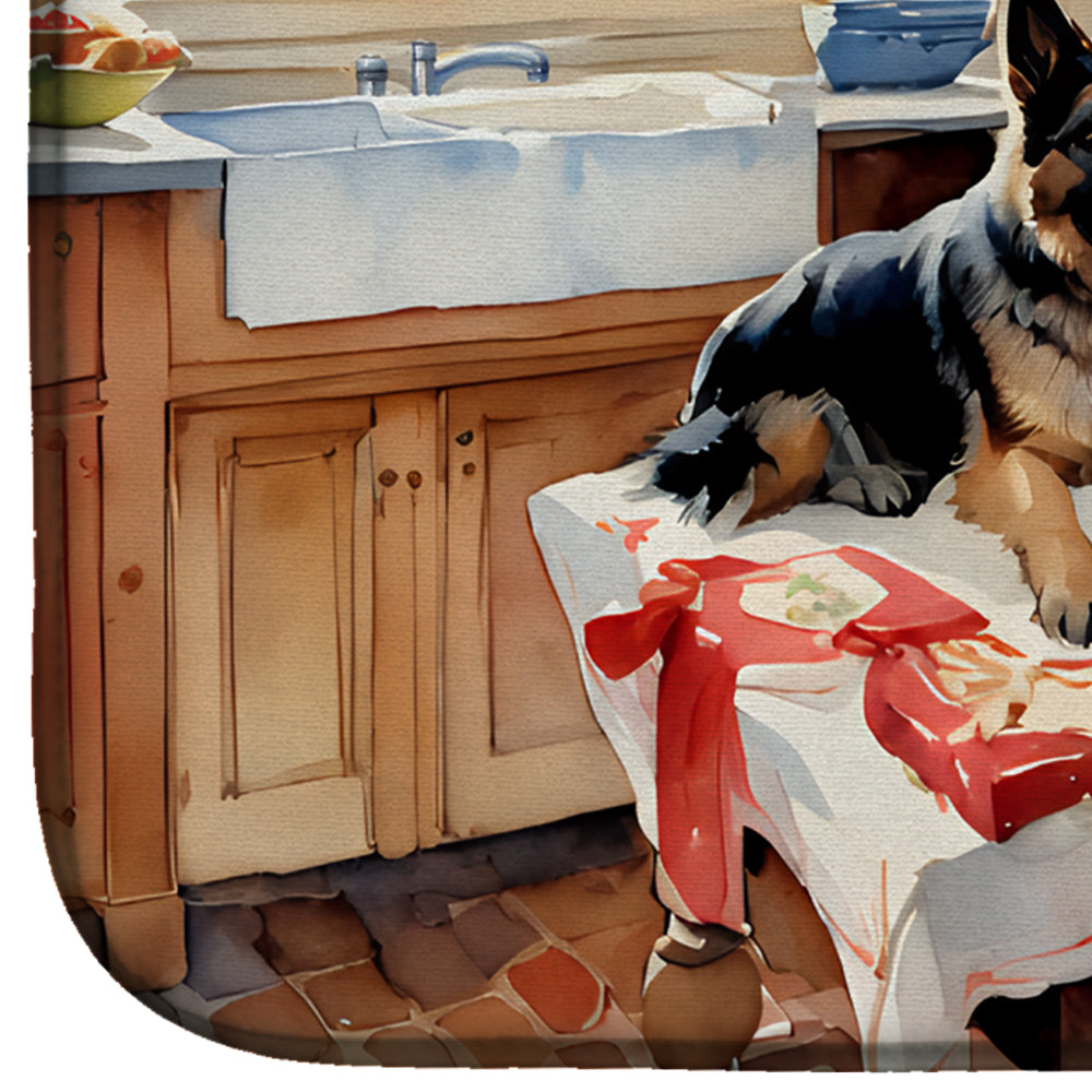 German Shepherd Christmas Cookies Dish Drying Mat
