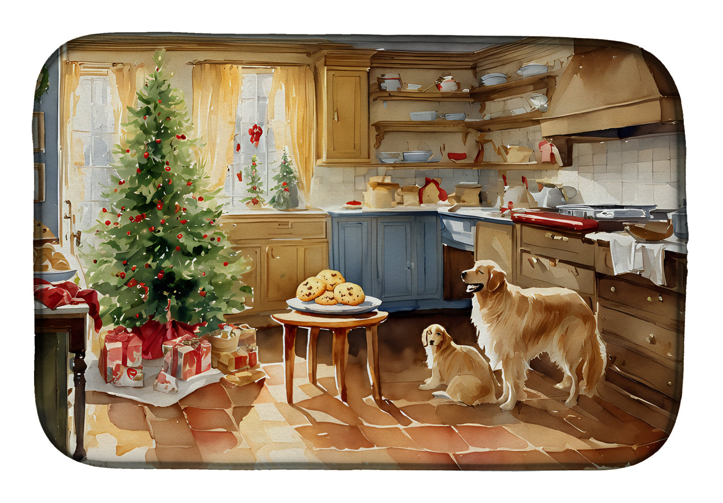 Buy this Golden Retriever Christmas Cookies Dish Drying Mat