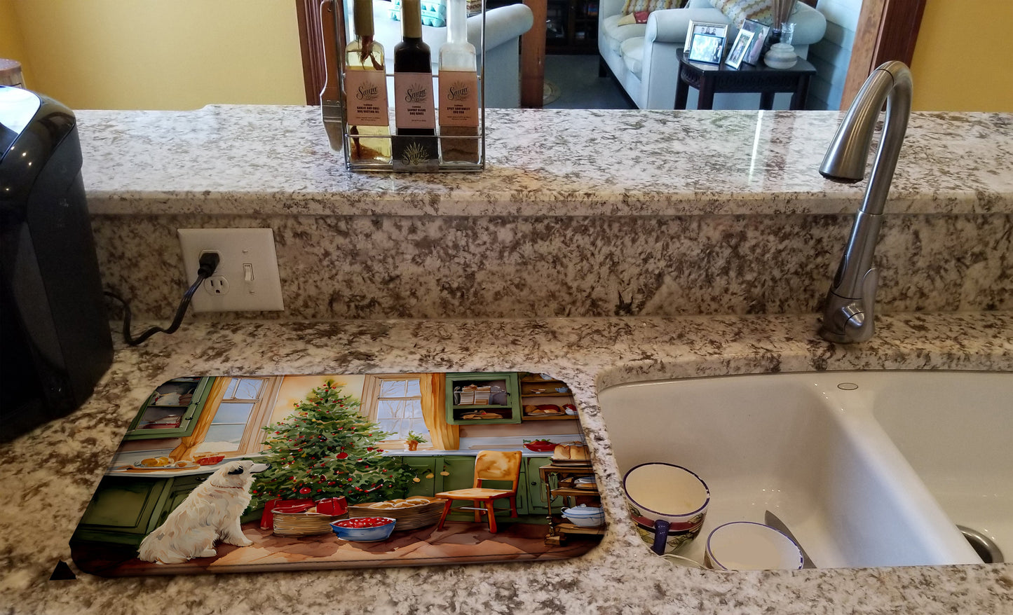 Great Pyrenees Christmas Cookies Dish Drying Mat