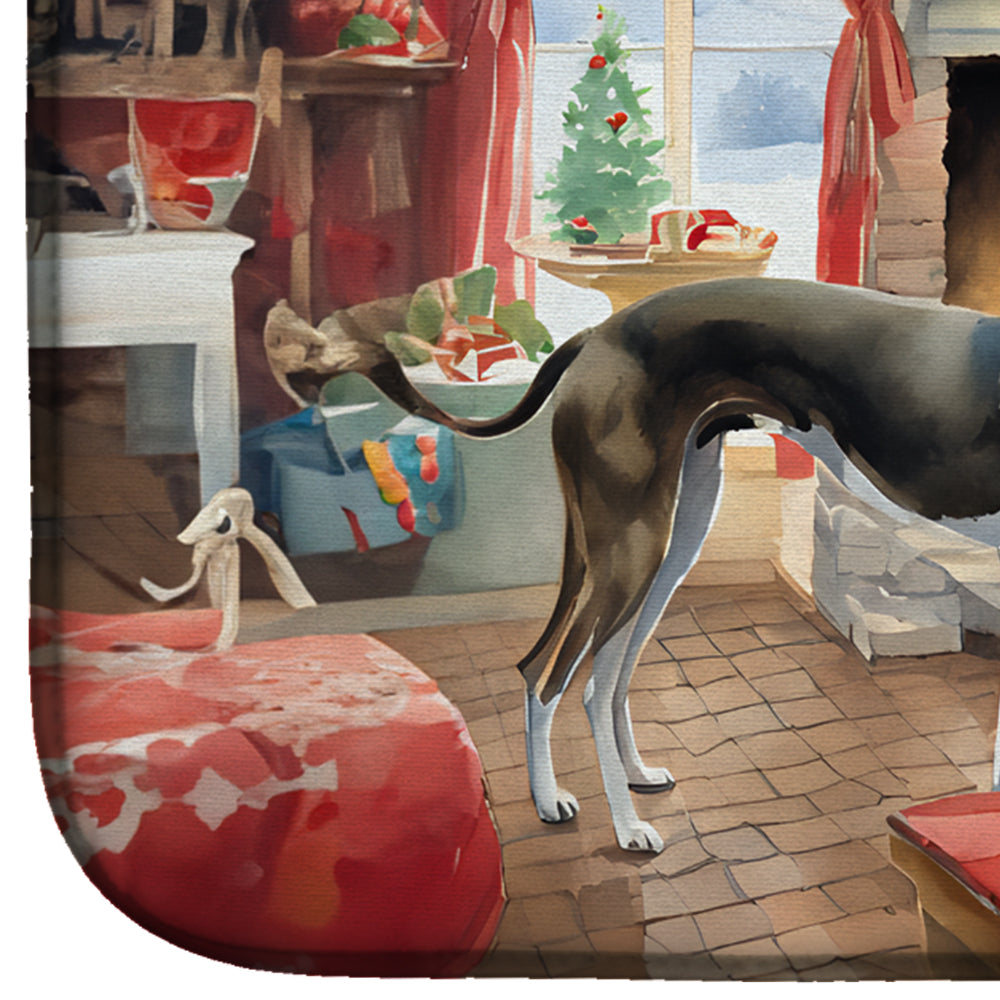 Greyhound Christmas Cookies Dish Drying Mat