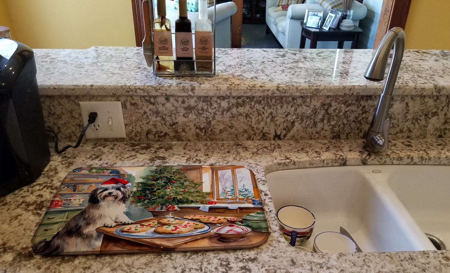 Havanese Christmas Cookies Dish Drying Mat