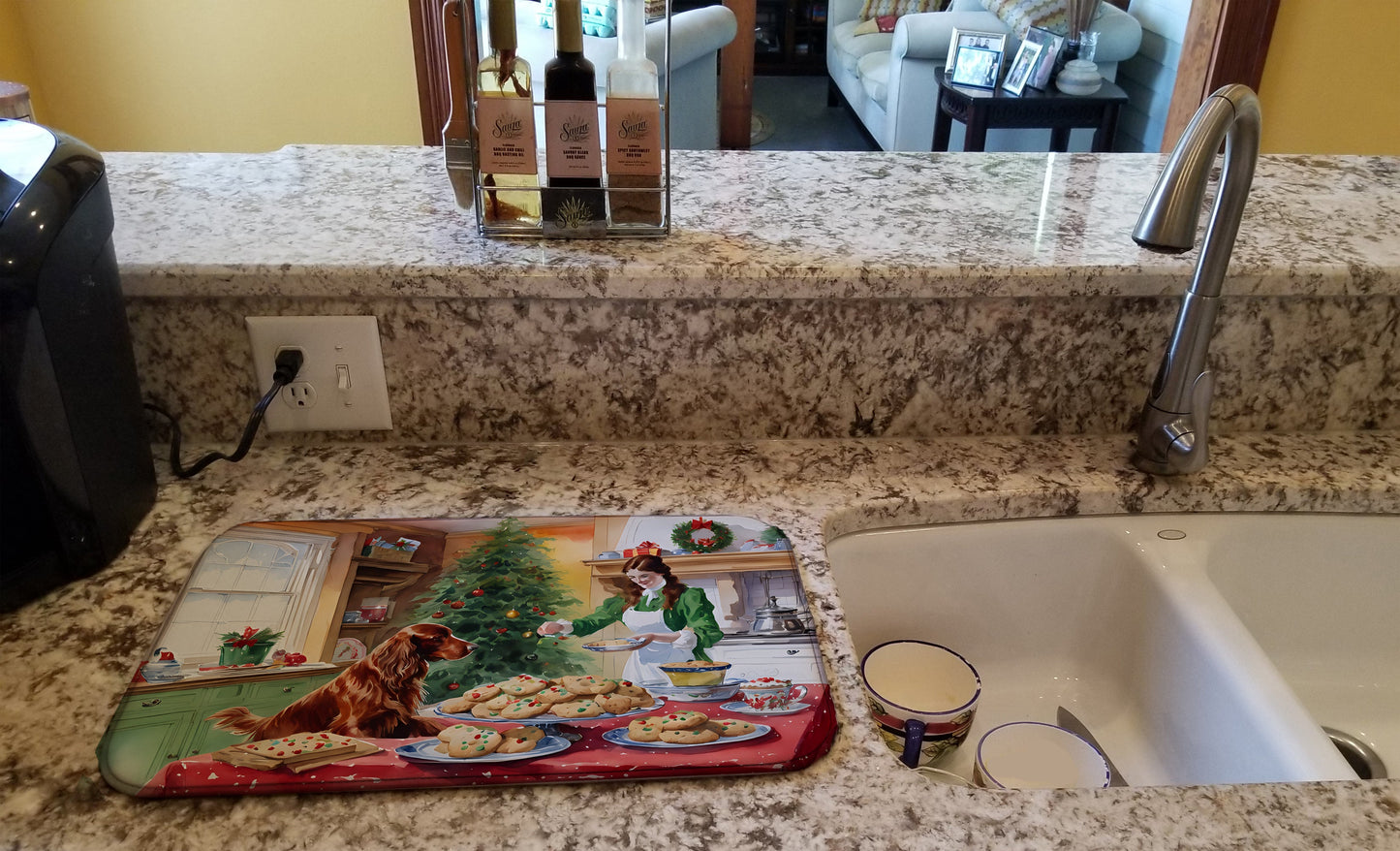 Irish Setter Christmas Cookies Dish Drying Mat