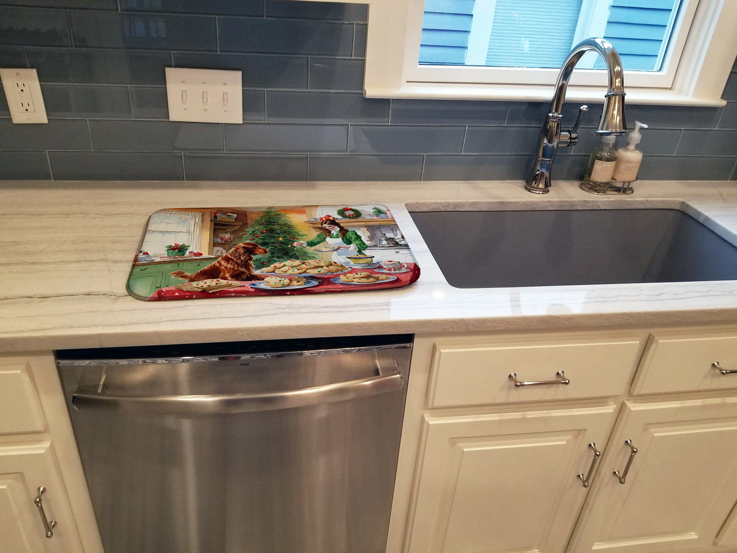 Irish Setter Christmas Cookies Dish Drying Mat
