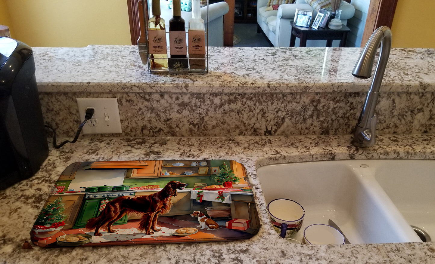 Irish Setter Christmas Cookies Dish Drying Mat