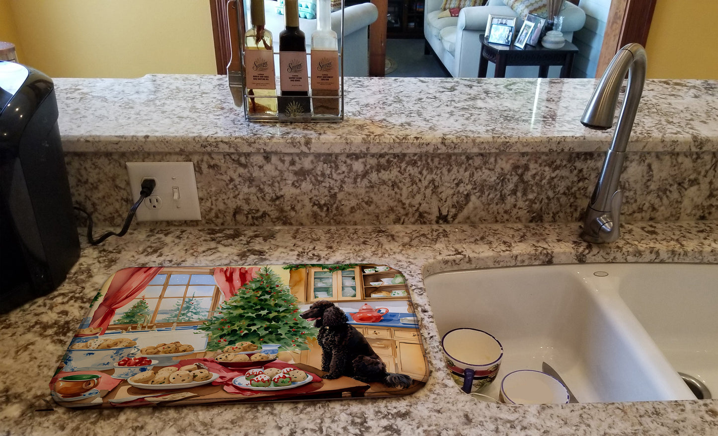 Irish Water Spaniel Christmas Cookies Dish Drying Mat