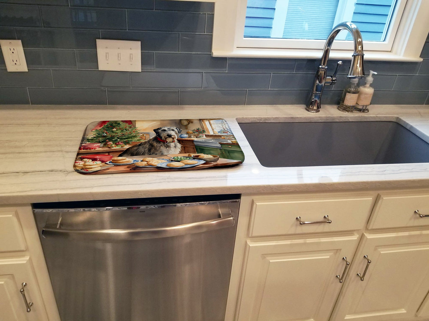 Irish Wolfhound Christmas Cookies Dish Drying Mat