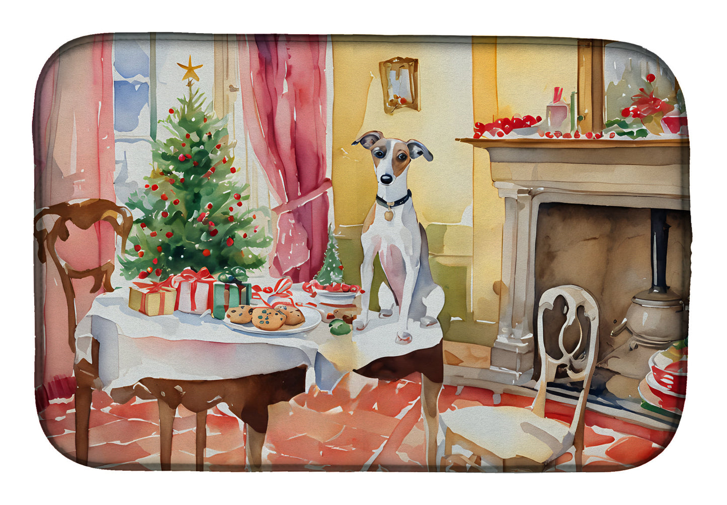 Buy this Italian Greyhound Christmas Cookies Dish Drying Mat