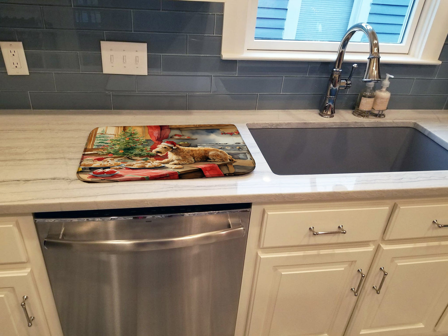 Lakeland Terrier Christmas Cookies Dish Drying Mat