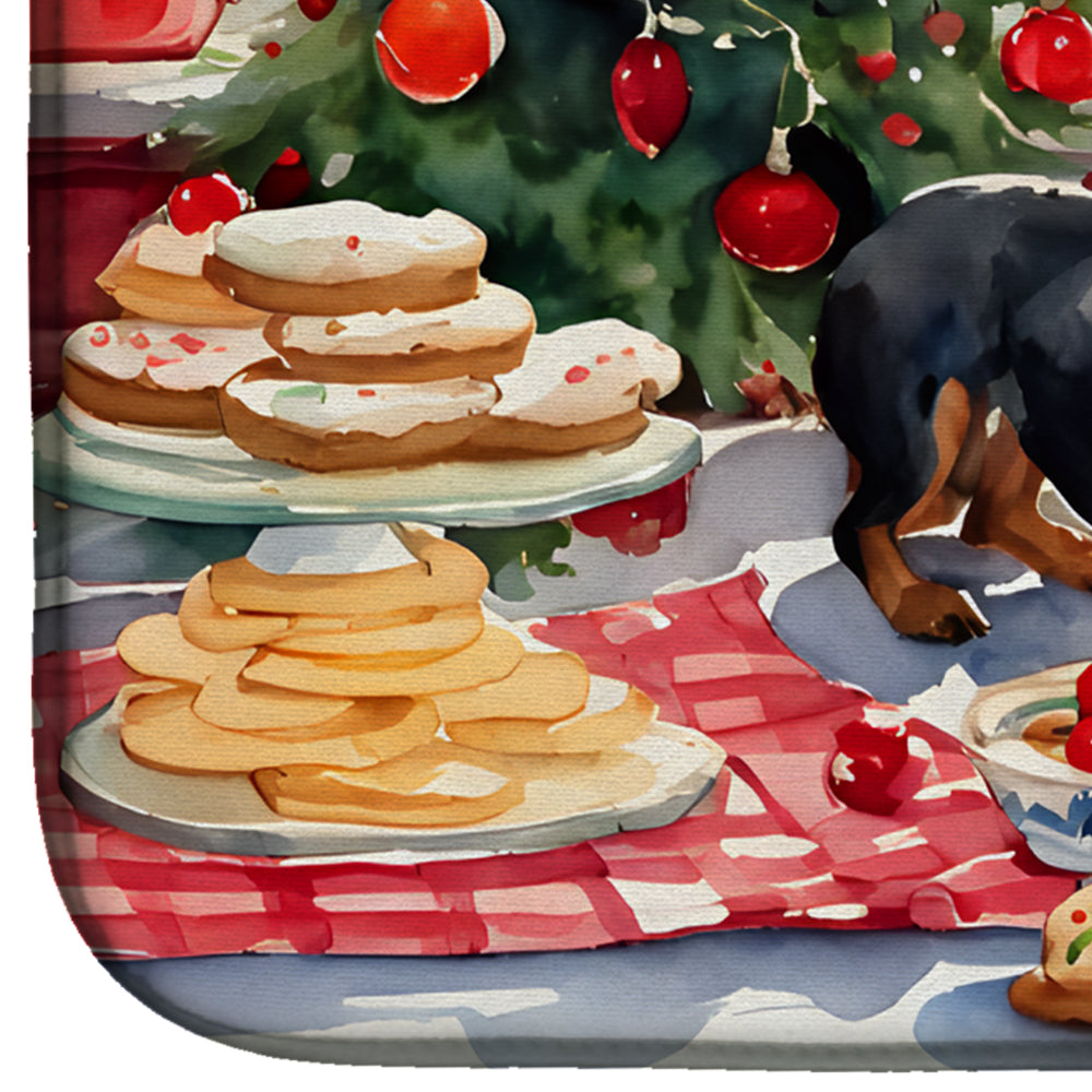 Miniature Pinscher Christmas Cookies Dish Drying Mat