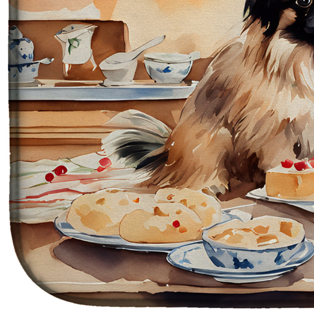 Pekingese Christmas Cookies Dish Drying Mat