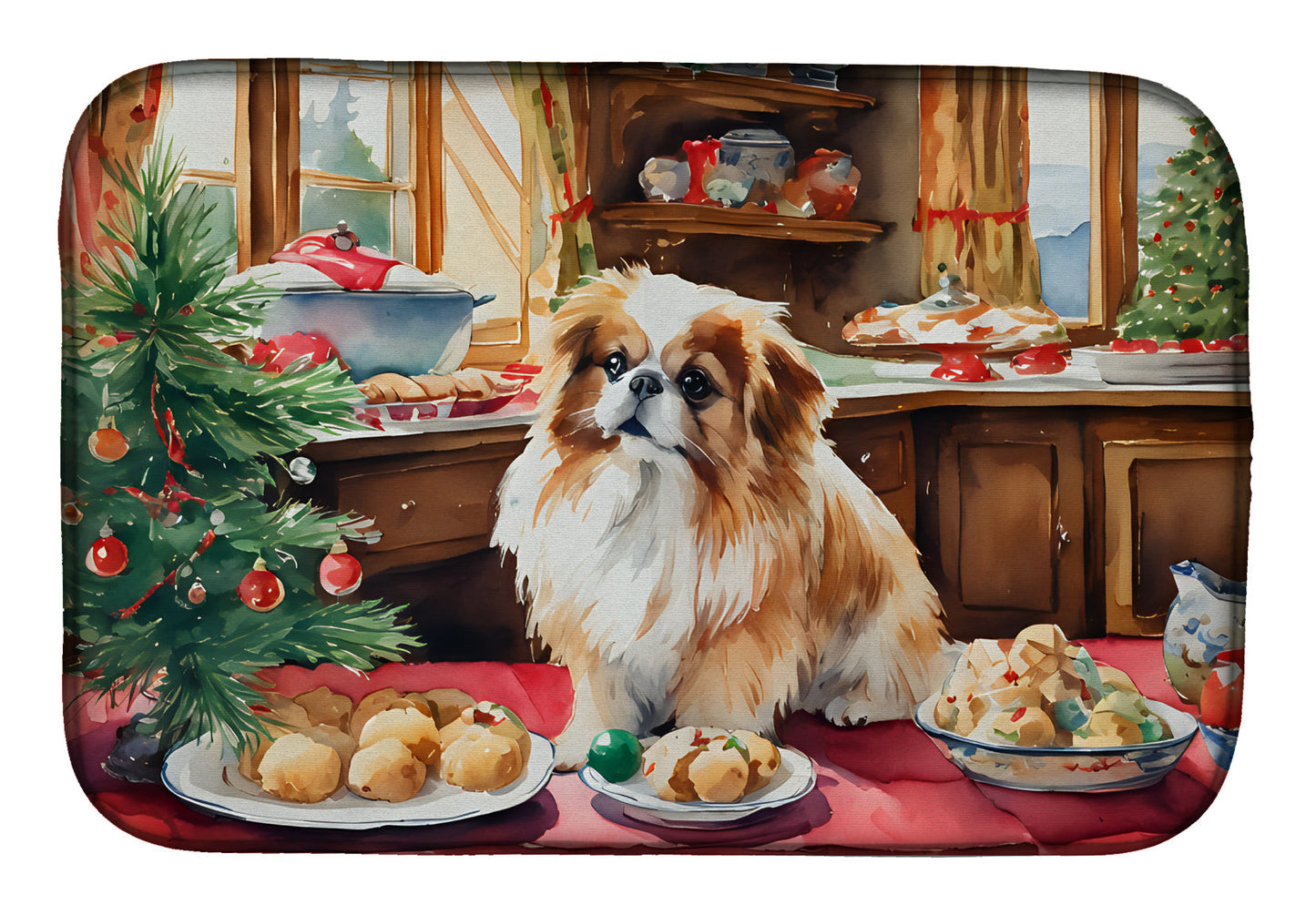 Buy this Pekingese Christmas Cookies Dish Drying Mat