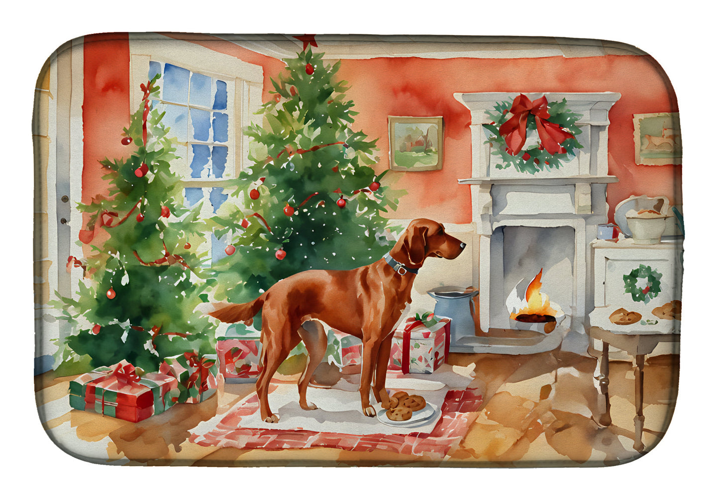 Buy this Redbone Coonhound Christmas Cookies Dish Drying Mat