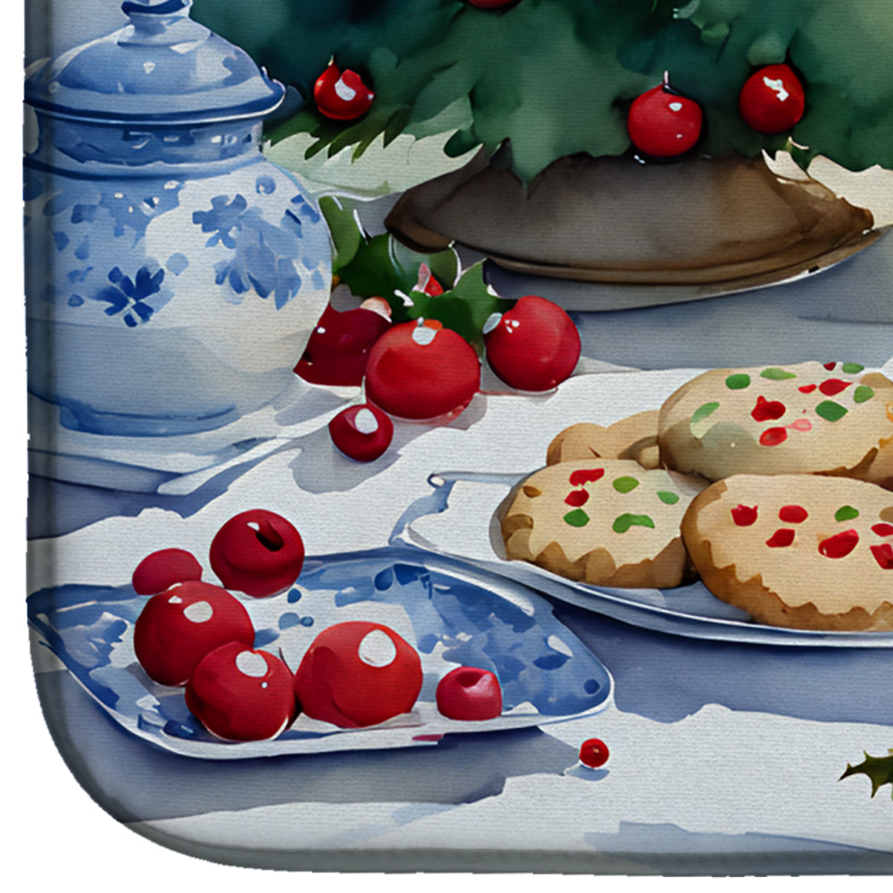 Sheltie Christmas Cookies Dish Drying Mat
